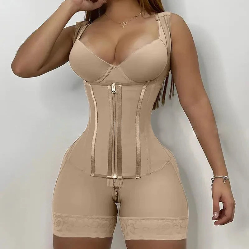 Front Zipper Mid Thigh Bodysuit